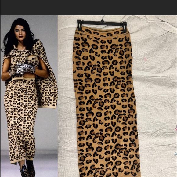 RARE ALAIA Azzedine F/W 1991 Runway leopard print wool midi skirt - Small - Picture 9 of 15